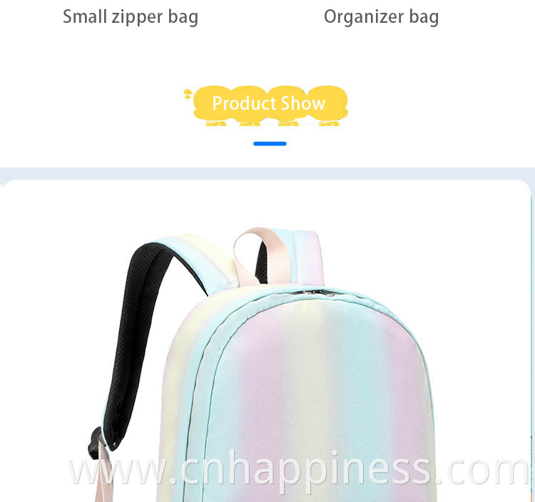 Wholesale Travel Fashion Funny Schoolbags Set With Laptop Backpacks Insulated Picnic Bag Pencil Case Rainbow Backpack For Girls